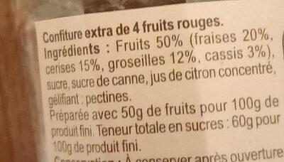 Confiture 4 fruits rouges - Zutaten - fr
