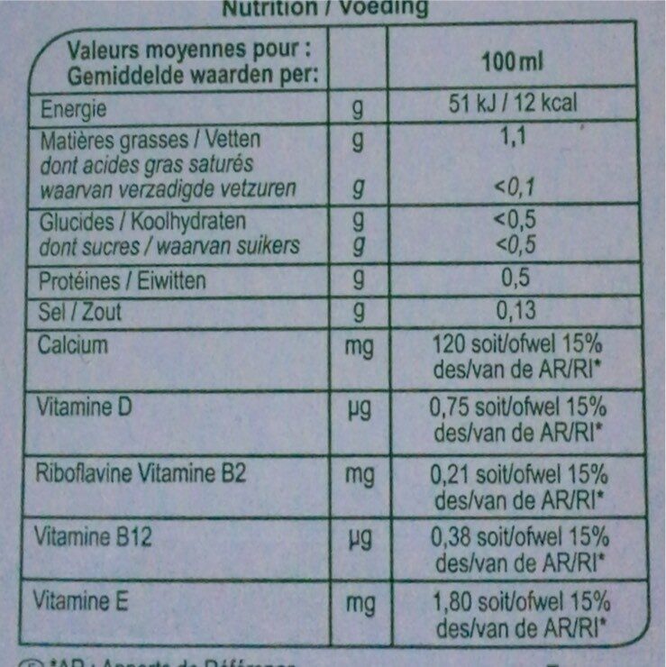 Amande Végétal SSA - Nutrition facts - fr