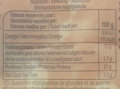 Saumon fumé - Informació nutricional - fr