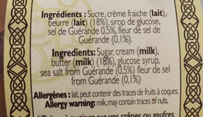 Creme de Salidou - Ingredients - fr