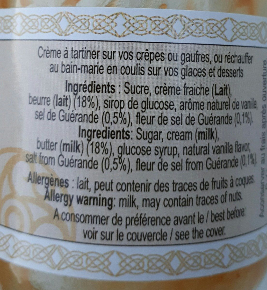 Creme de Salidou (Caramel au Beurre Salé) à la Vanille - Ingredients - fr