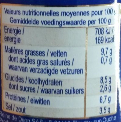 Moutarde Figues - Tableau nutritionnel