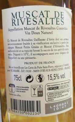 Muscat de rivesaltes 15.5 % - Ingredienser - fr