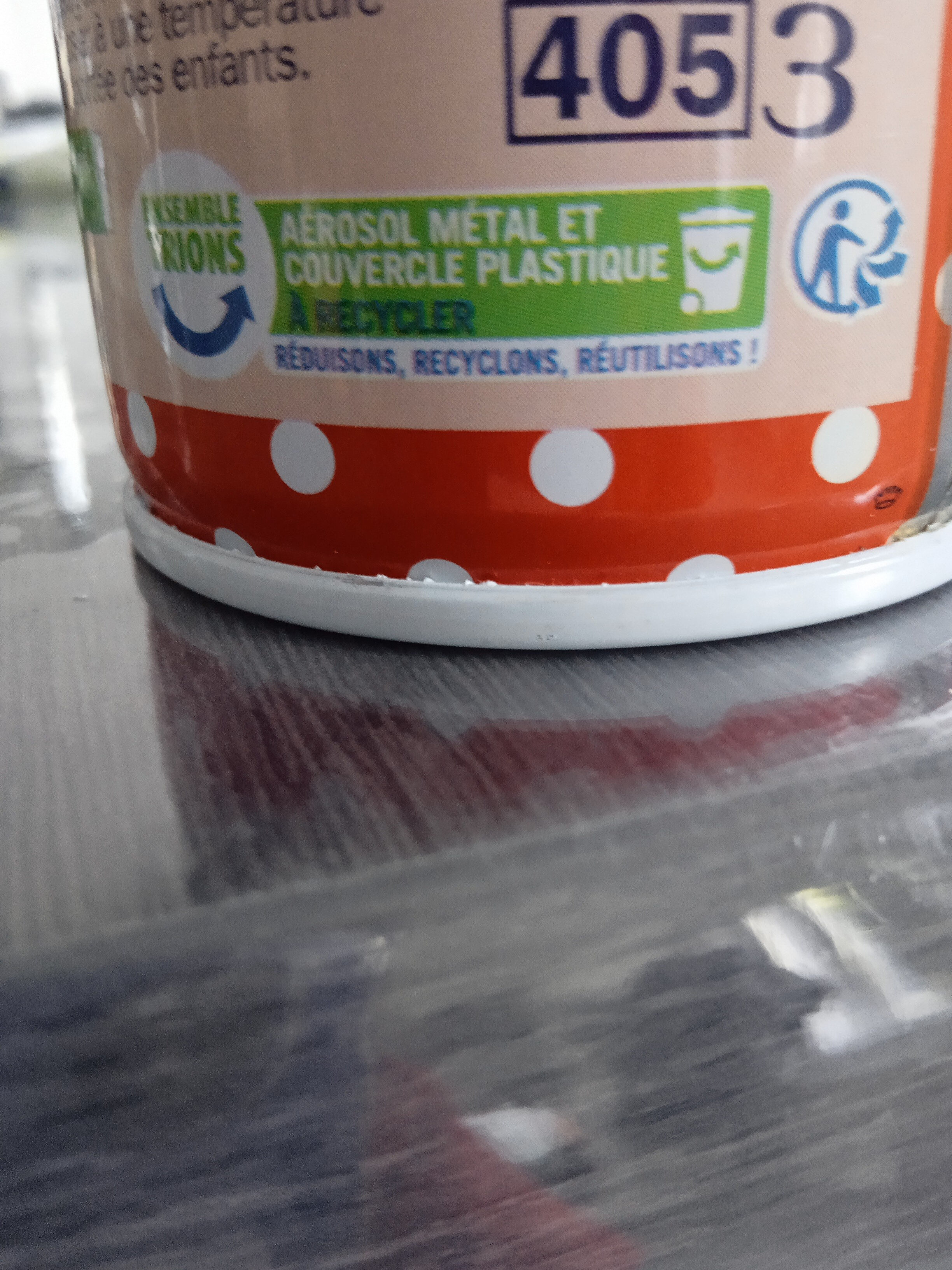 Crème sucrée - Instruction de recyclage et/ou informations d'emballage