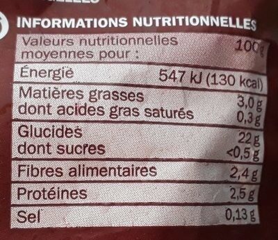 Pommes rissolées - Nutrition facts - fr
