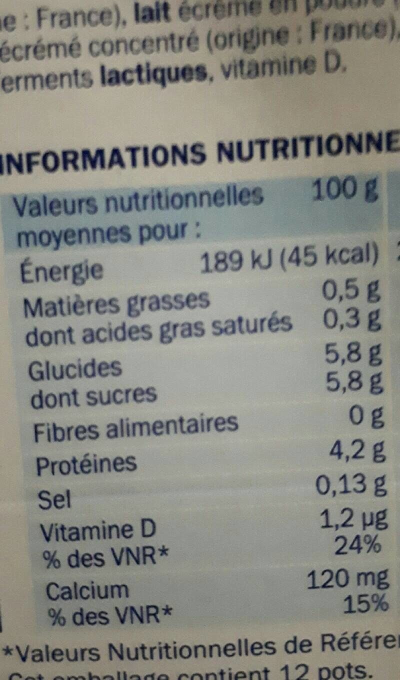 Déli'light - Yaourt nature 0% - Voedingswaarden - fr