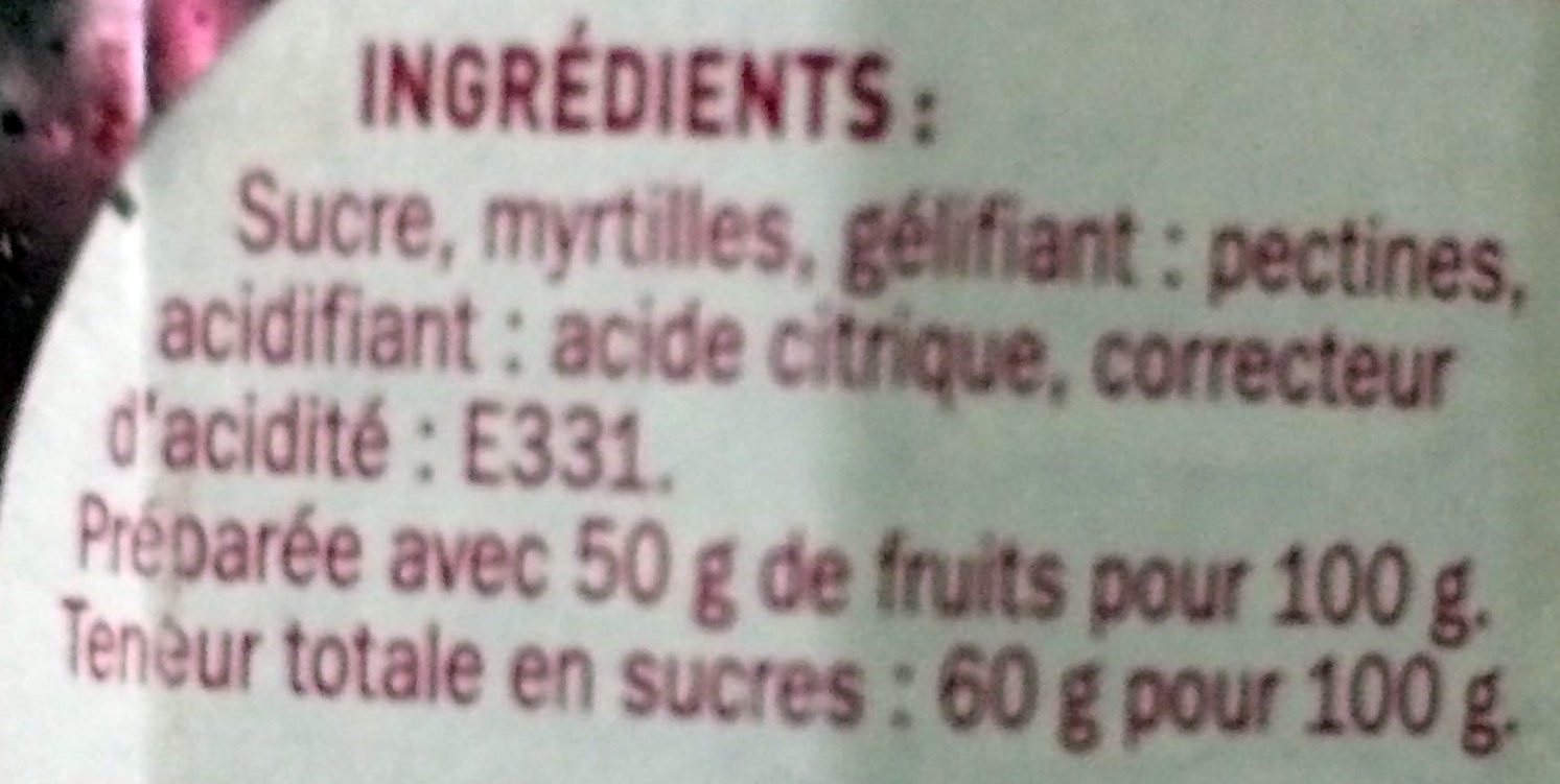 Confiture myrtille - Ingredienser - fr