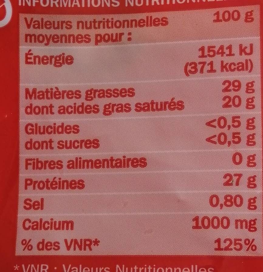 Emmental Français - Voedingswaarden - en