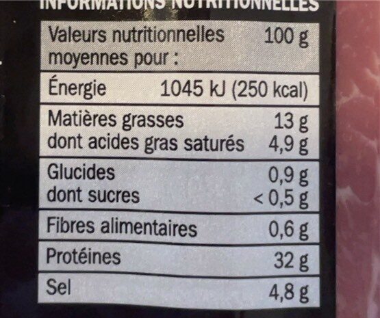 Jambon De Bayonne x6 Trches 150 gr - Nutrition facts - fr