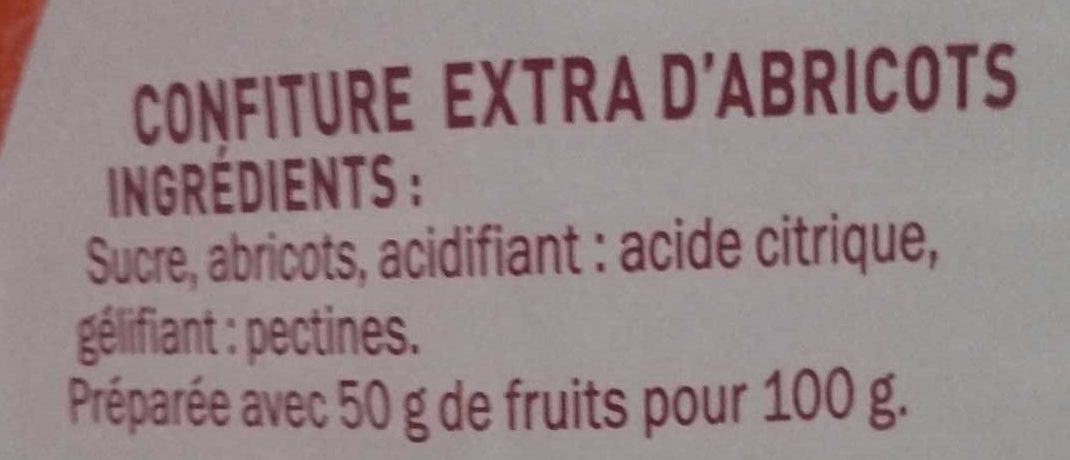 Confiture extra abricot - Ingrédients