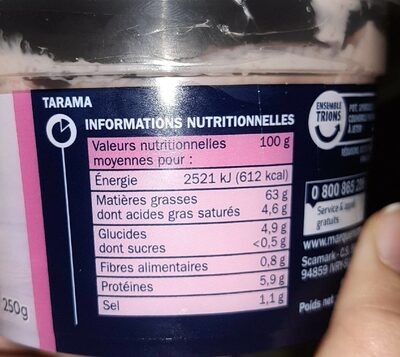 Tarama - Nutrition facts - fr