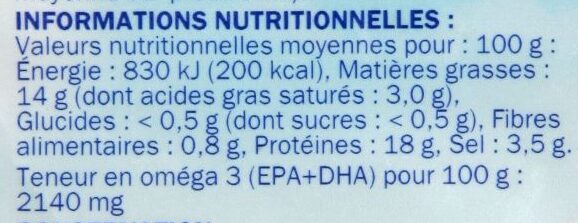 Filets de Hareng Ronde des Mers Doux sachet - Nutrition facts - fr