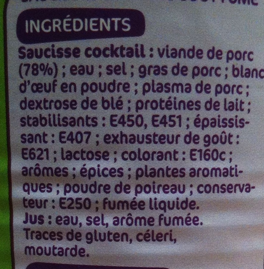 Saucisses Cocktail - Ingrédients