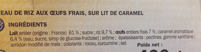 Gâteau de Riz au Caramel - المكونات - fr
