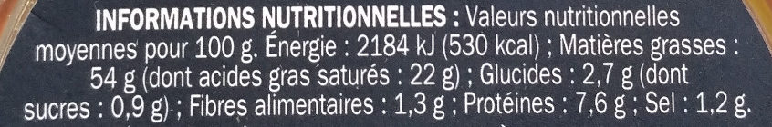 Foie gras canard entier bocal - Nutrition facts - fr
