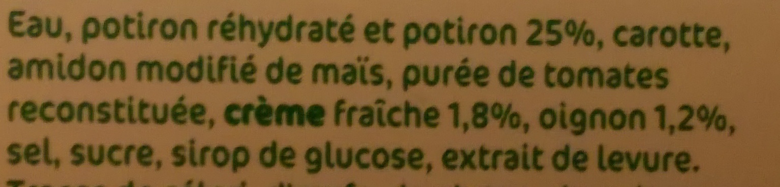 Velouté de potiron à la crème fraîche - Ingredienser - fr