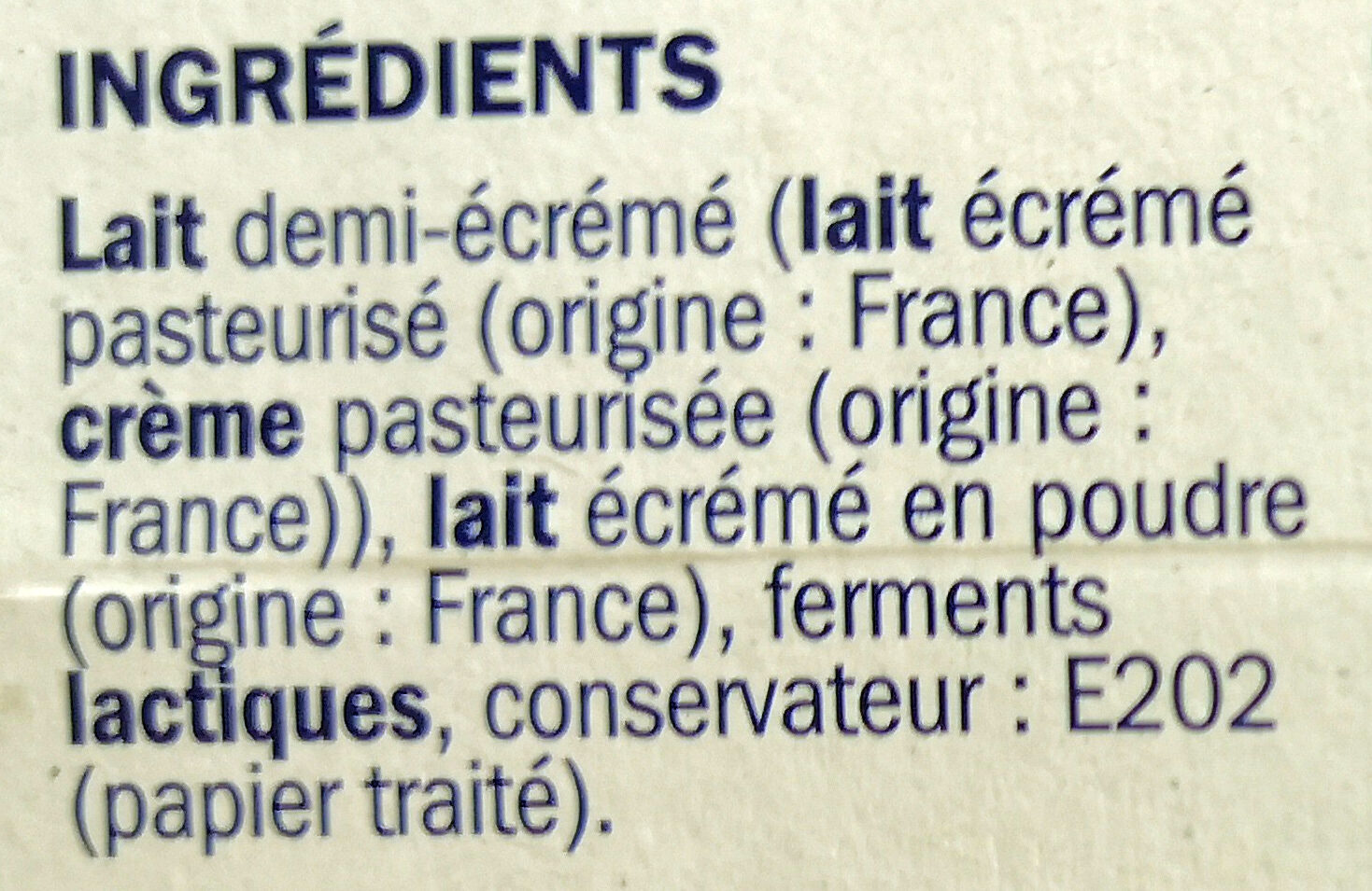 Fromage frais nature au lait demi-écrémé - Ingredienser - fr