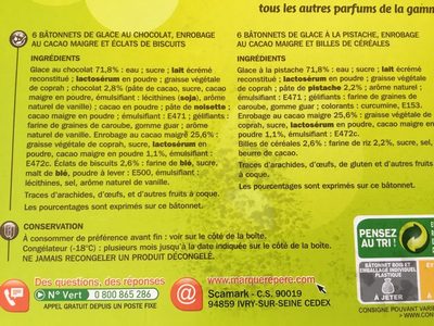 Trofi'bat x 12 ( 6 chocolat / 6 pistache) - Ingredienser - fr