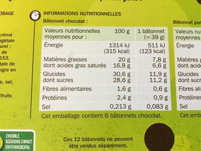 Esquimaux pistache chocolat Leclerc - Nutrition facts