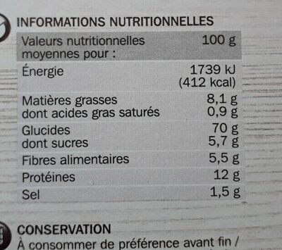 Biscottes 6 cereales - Nutrition facts - fr