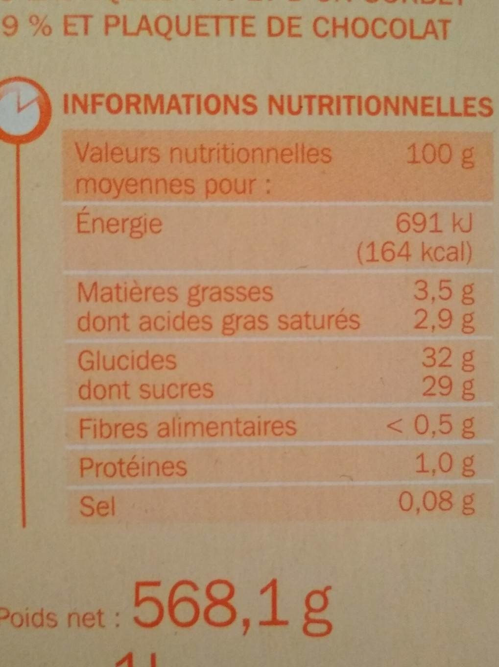 Buche glacee Trofic Fruits exotiques - Nutrition facts - fr