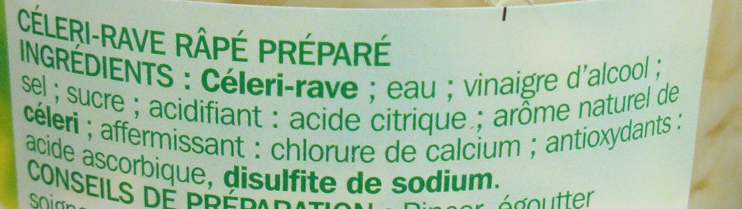 Céleri-rave râpé - Ingredients - fr
