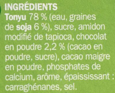 Spécialité au soja chocolat - Ingrediënten - fr