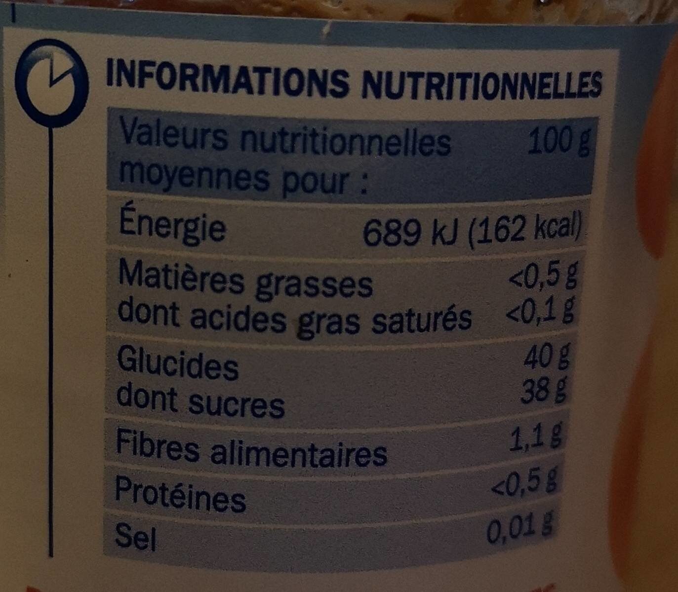 Confiture abricot Les allégées en sucres - Nutrition facts - fr