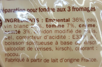Fondue 3 fromages - Ingrédients