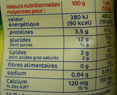 Actifidus Saveur Citron - Nährwertangaben - fr