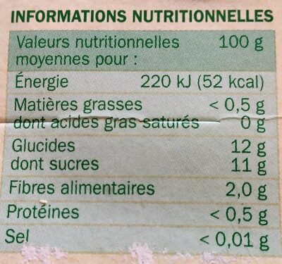 Douceur du Verger Pomme Framboise - Nutrition facts - fr