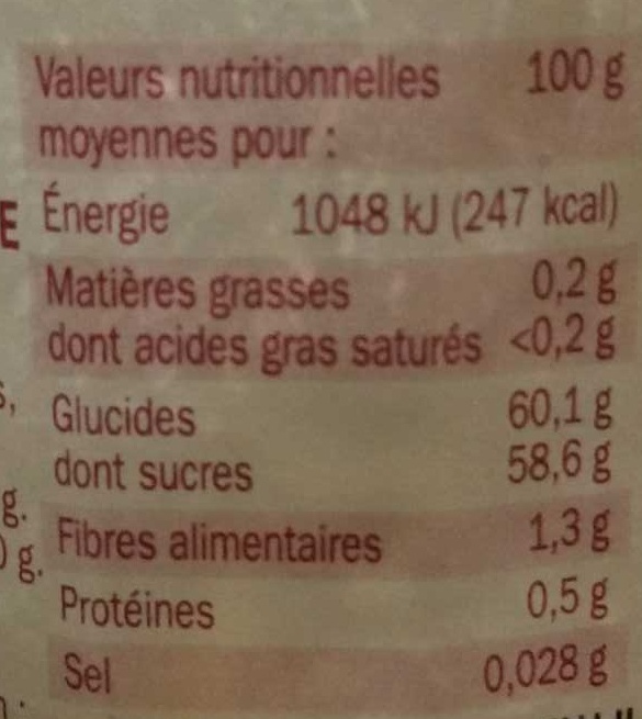 Confiture extra Rhubarbe - Nutrition facts - fr