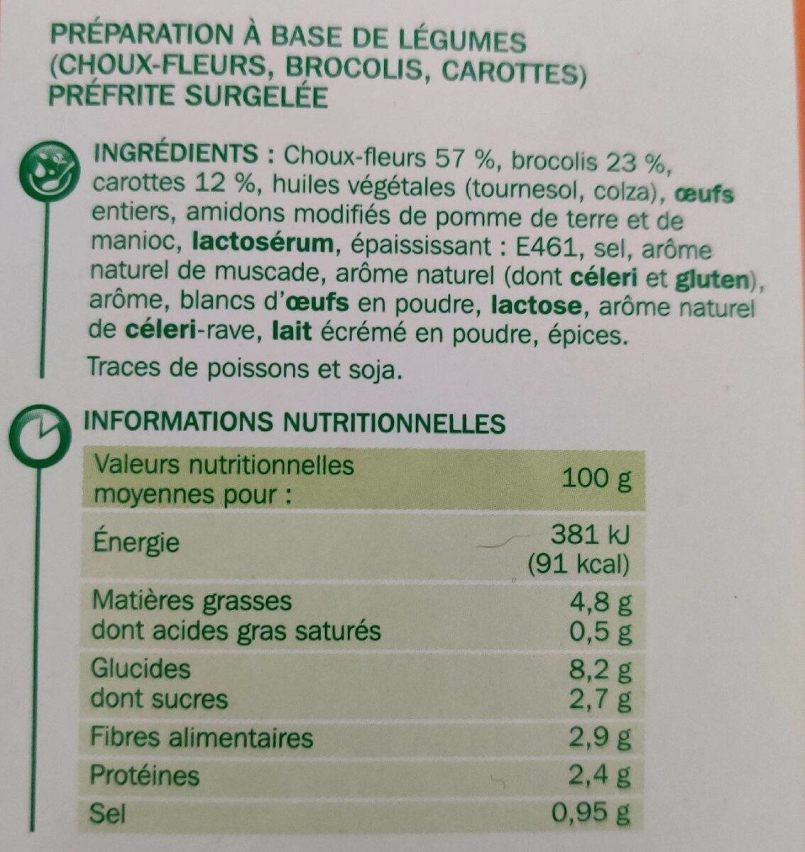 8 Palets de Légumes - Valori nutrizionali - fr