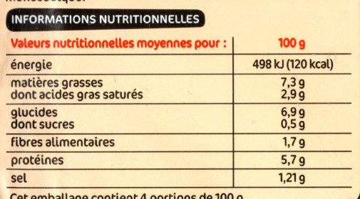 Garniture pour Bouchées à la Reine - Nutrition facts - fr