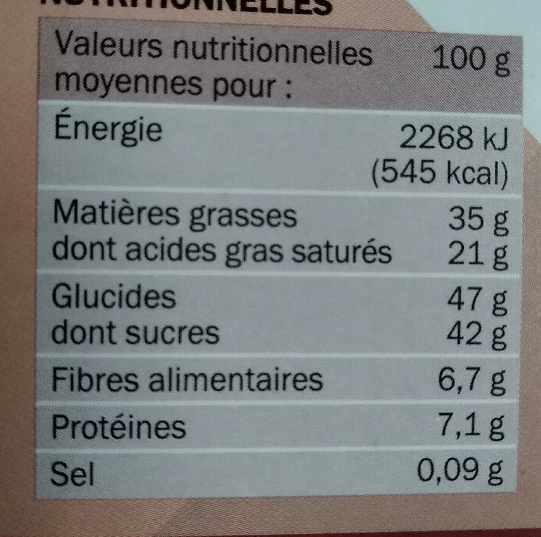 Chocolat noir fourré mousse - Nutrition facts - fr