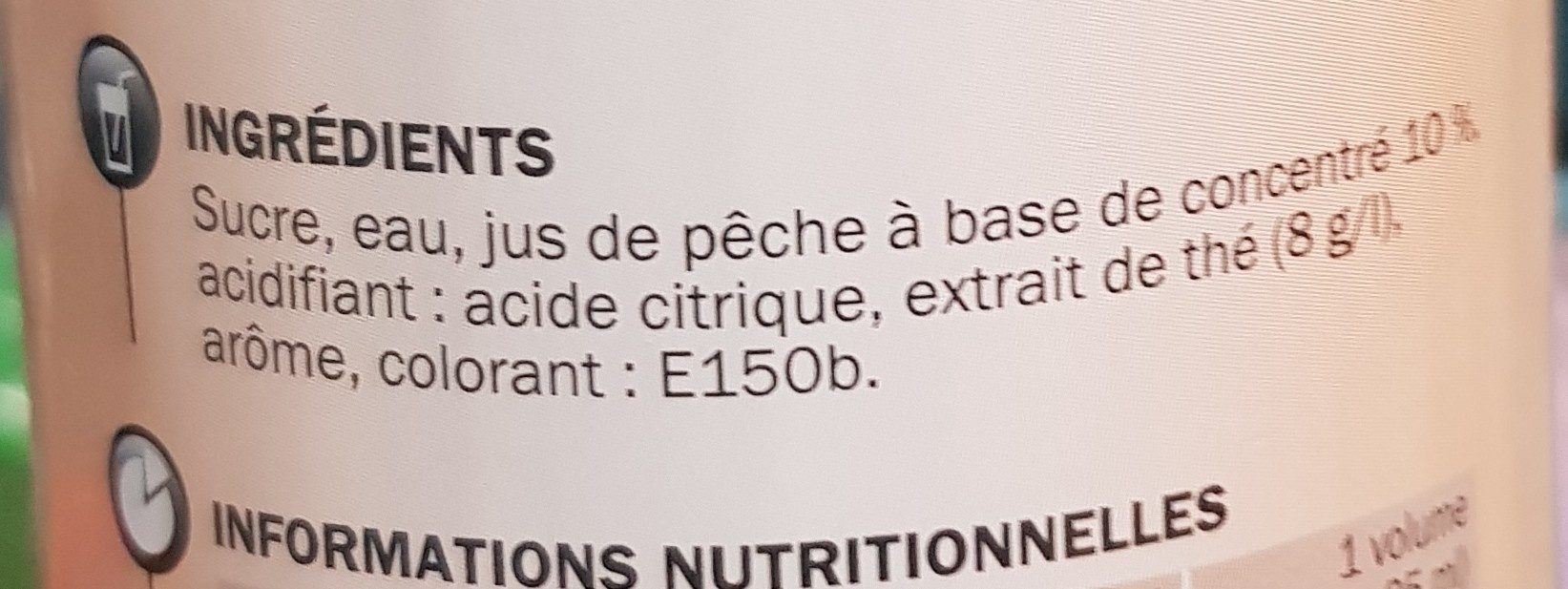 Sirop Thé Pêche - Ingredients - fr