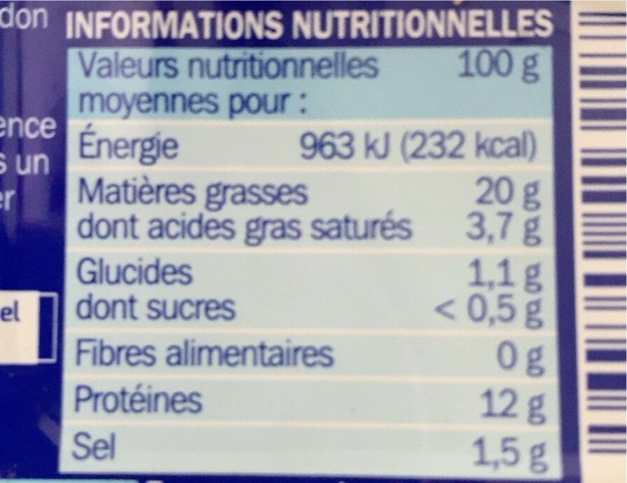 Filet de Maquereaux - moutarde à l'ancienne - Nutrition facts - fr