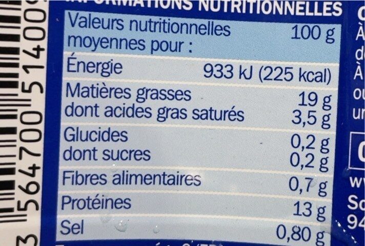 Filets de Maquereaux citron et olives - Nutrition facts - fr