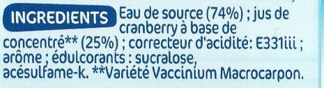 Boisson cranberry light - Ingredients - fr
