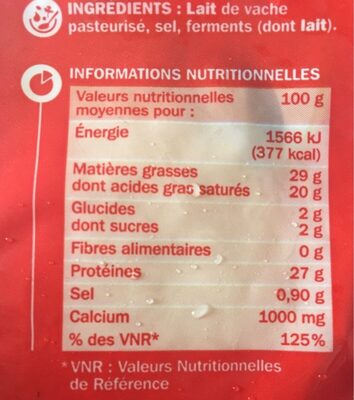 Emmental français - Les Croisés - Nutrition facts - fr