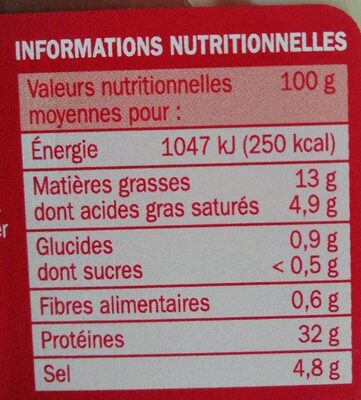 Jambon sec grandes tranches - Nutrition facts - fr
