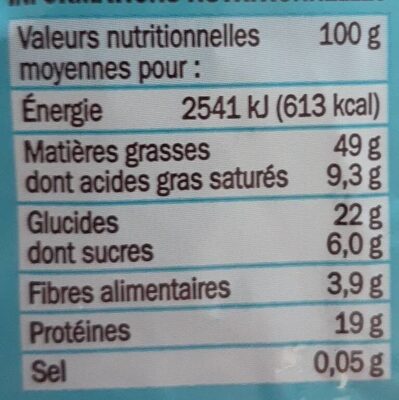Noix de Cajou sans sel ajouté - حقائق غذائية - fr