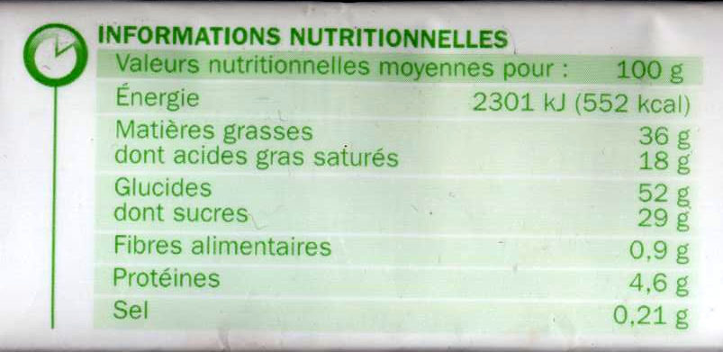Gaufrettes praliné noisette - حقائق غذائية - fr