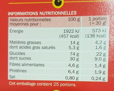 Céréales fourrées tout chocolat - Nutrition facts - fr