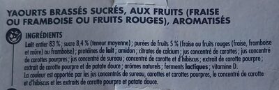 Yaourt brasse mixe Delisse Fruits rouges - Ingrédients