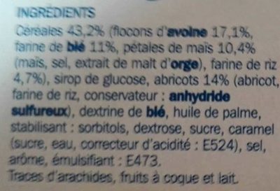 Barres céréales abricot x 6 - Ingredients - fr