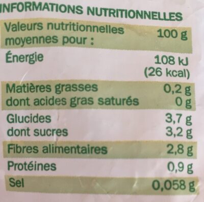 Purée Carottes nature surgele leclerc - Nutrition facts - fr