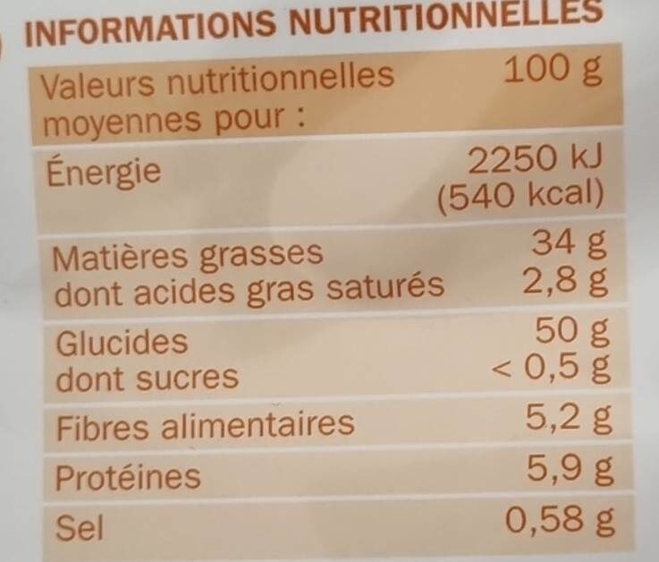 Chips nature Maxi Format - Tableau nutritionnel