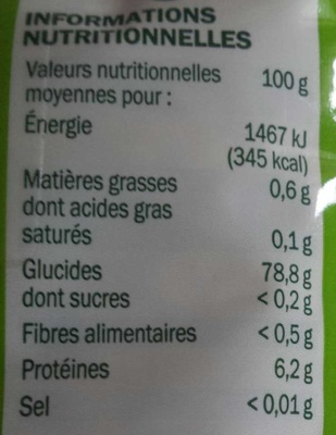 Riz arborio pour risotto - Nutrition facts - fr