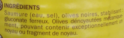 Olives noires denoyautées boîte 180g pne - Ingrédients